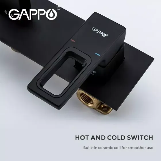 Смеситель для умывальника настенный GAPPO G1017-16 черный Киев