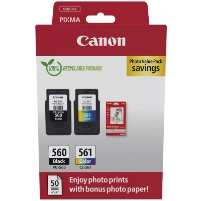 Картридж Canon PG-560/CL-561 BK+Color, + Photo Paper, Value Pack (3713C008) Вінниця - фото 1