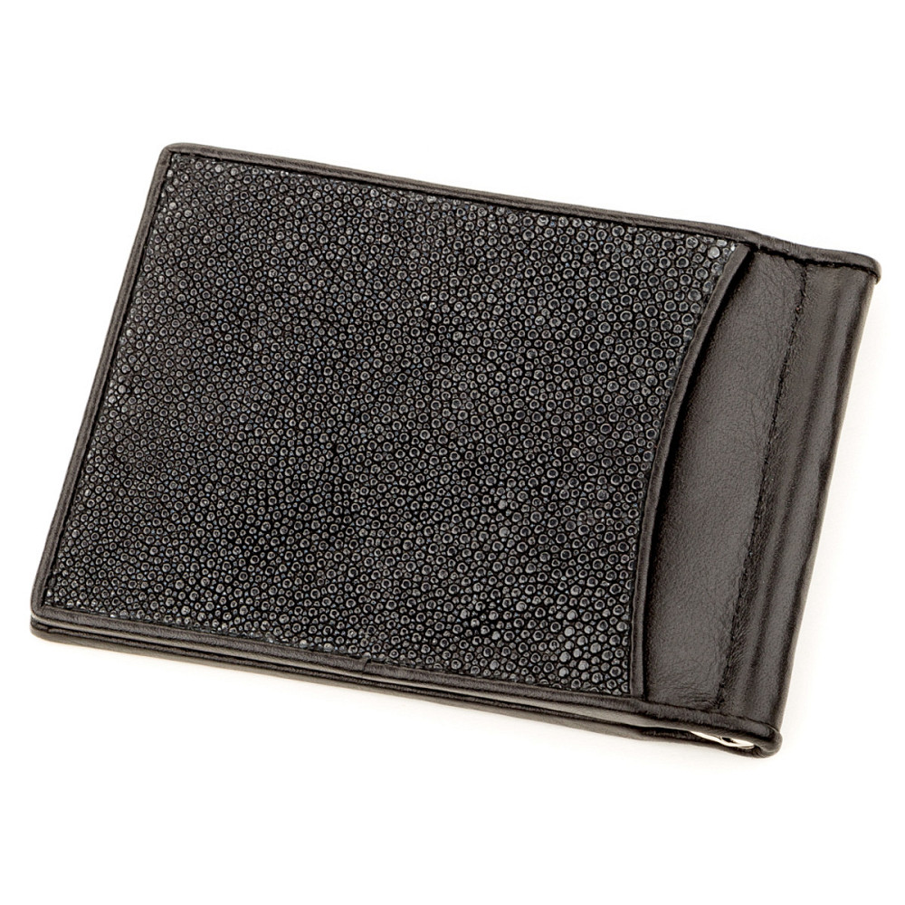 Зажим для денег STINGRAY LEATHER 18293 из натуральной кожи морского ската Черный Киев - изображение 2