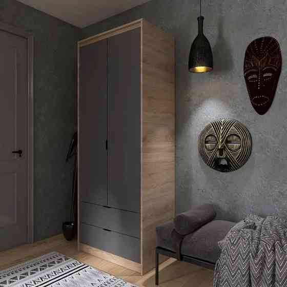 Шафа для одягу з висувними шухлядами Еверест Сіті-800 80,2х50х204,6 см Дуб сонома/Графіт (DTM-071142) Львів