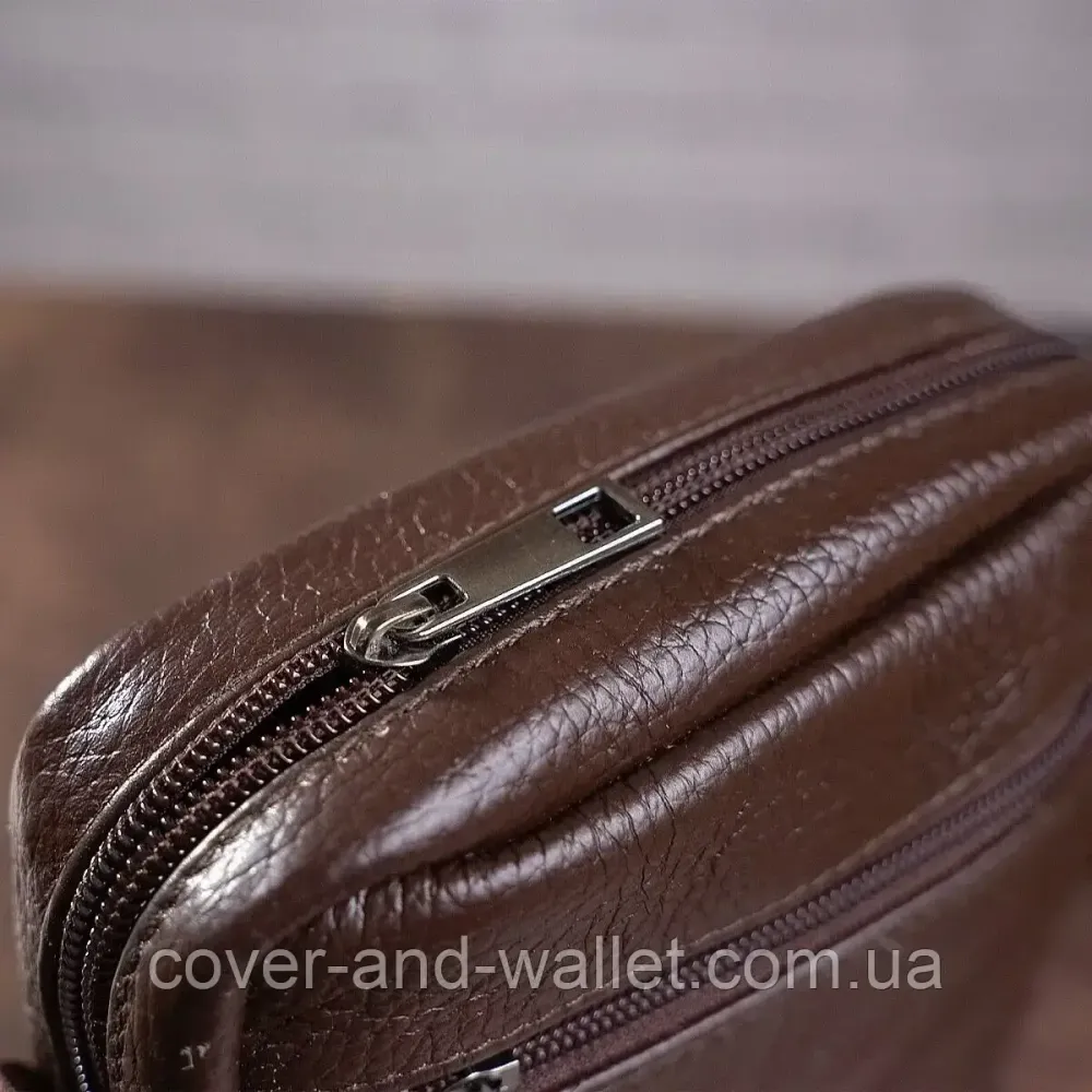 Компактная мужская сумка на плечо из натуральной кожи VIntage Черный Киев - изображение 9