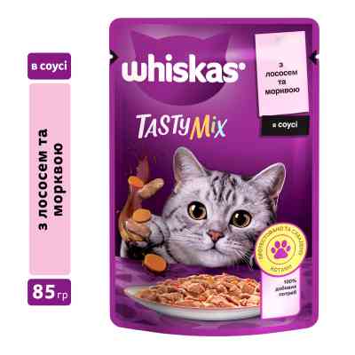 Влажный корм для кошек Whiskas TastyMix Лосось, Морковь 85 г (4770608262457) Винница