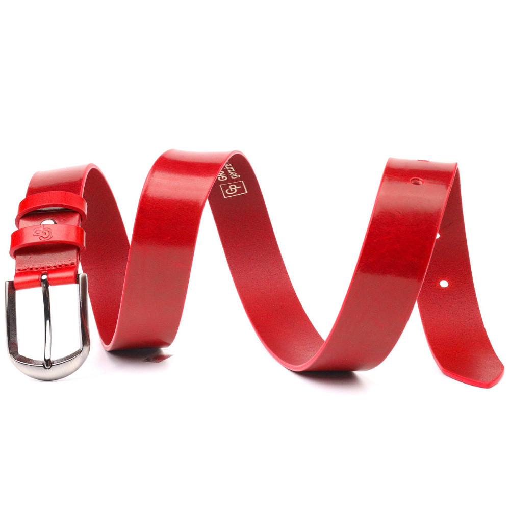 Женский яркий ремень из натуральной кожи Grande Pelle 21457 Красный Киев - изображение 7