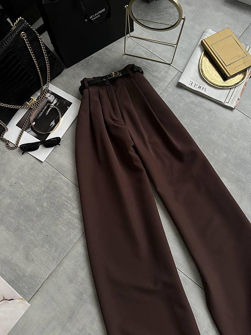 Женские универсальные базовые брюки палаццо костюмка Шоколад, 46/48 Одесса - изображение 3