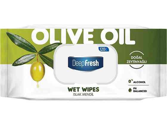 Влажные салфетки 120шт Green Nature Olive Oil/Green Tea (клапан) ТМ DEEP FRESH Киев