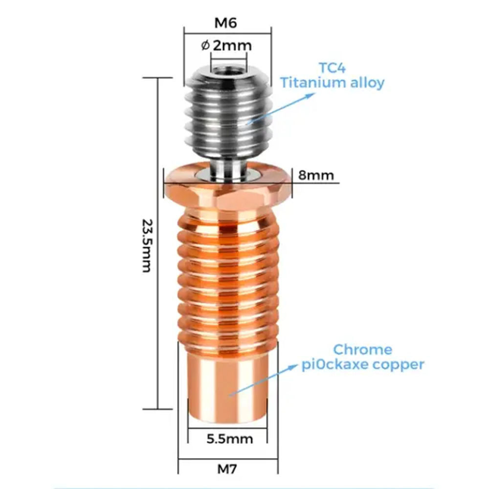 Горло (термобар'єр) TWO TREES E3D V6 високотемпературне біметалеве для 3д принтерів Київ - фото 1