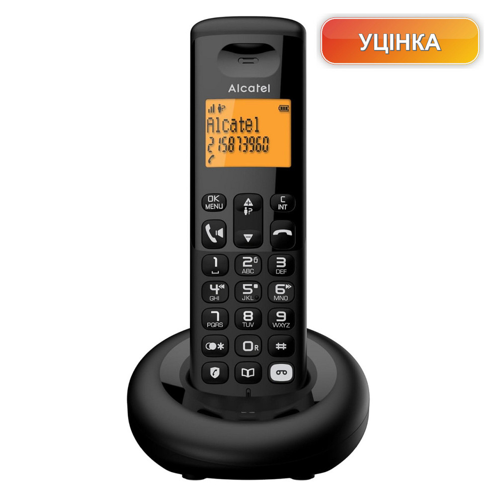 Бездротовий телефон DECT домашній телефон Alcatel E260 SVoice Чорний з автовідповідачем 2-рядковим дисплеєм 50 контактів Київ - фото 1