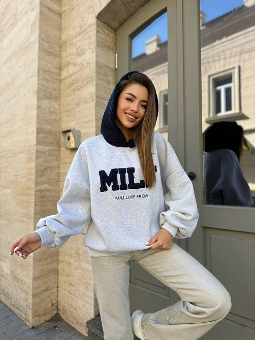 Женский стильный теплый свитшот тринитка на флисе (очень качественная)+трикотаж «Баранчик» Меланж, 42/44 Одесса - изображение 4