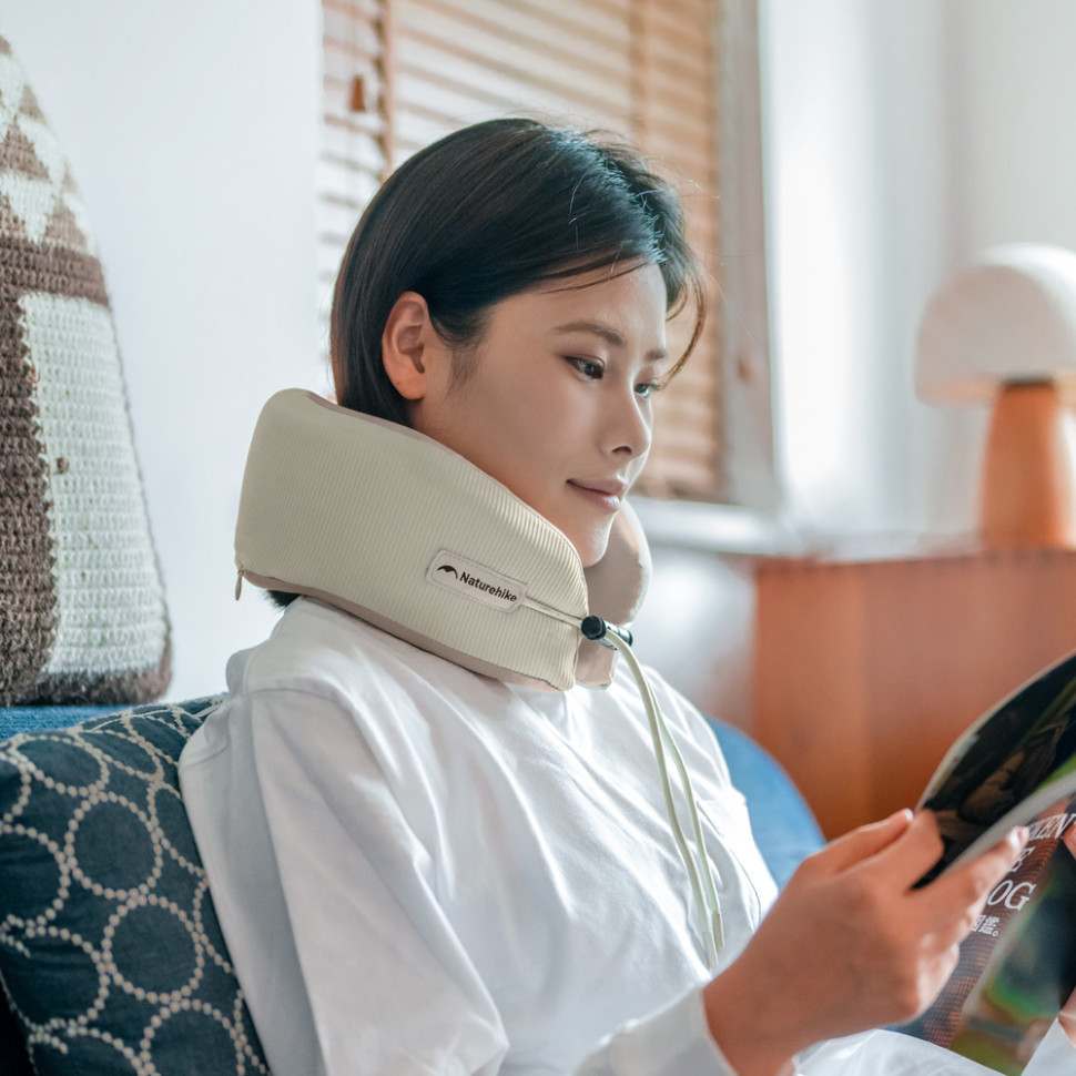 Подушка хлопчатобумажная для шеи, с памятью Naturehike CNK2450WS019, бежевая Ровно - изображение 10