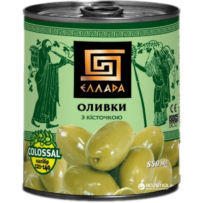 Овочева консервація Ellada Colossal Оливки з кісточкой 850 мл ж/б ключ (4820186140224) Вінниця - фото 1