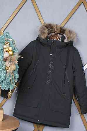 Детская зимняя куртка на мальчика подростка черная 164 на холофайбере Николаев