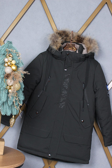 Детская зимняя куртка на мальчика подростка черная 164 на холофайбере Николаев - изображение 1