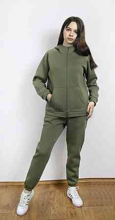 Костюм женский теплый спортивный на флисе кофта на змейке Хаки 42/44 Харьков