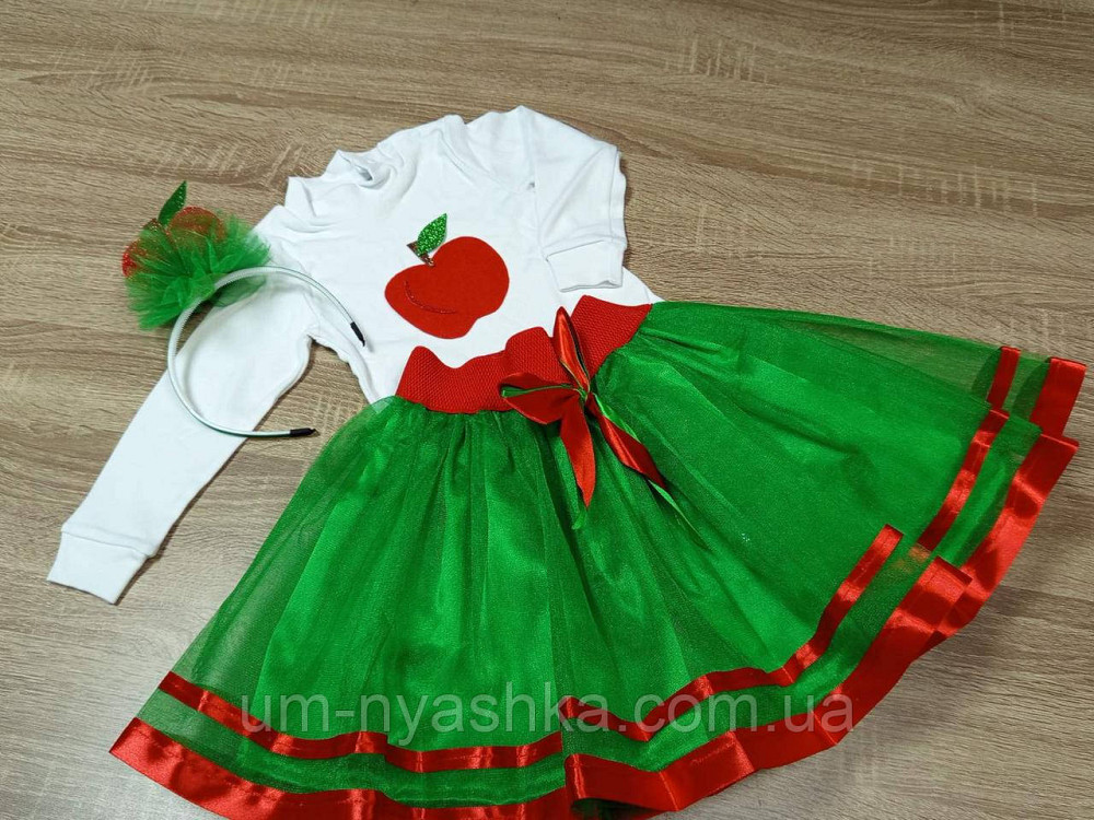 Костюм Яблочка Зеленая пышная юбочка + пришивное яблоко + обруч Кривой Рог - изображение 6