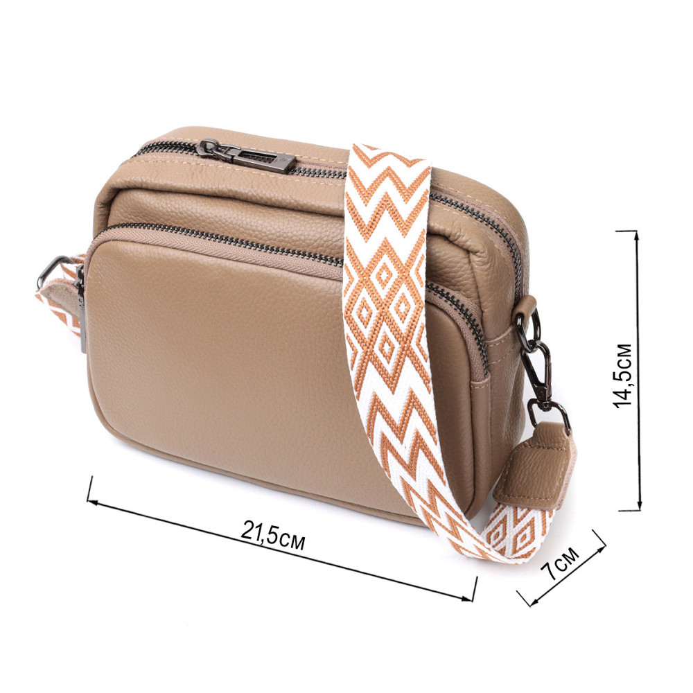 Женская сумка кросс-боди из натуральной кожи Vintage 22293 Бежевая Киев - изображение 3