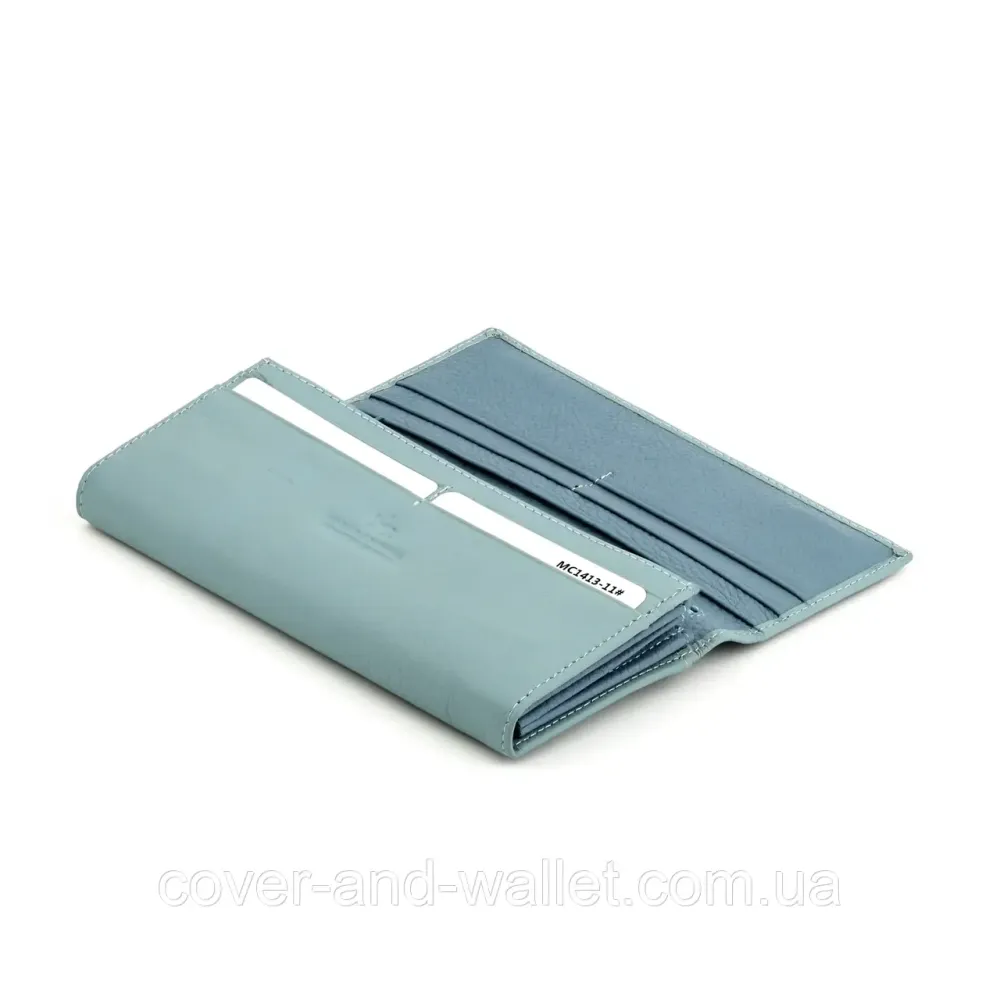 Жіночий гаманець із м'якої натуральної шкіри з магнітною фіксацією блакитного кольору Marco Coverna 1413-11 Київ - фото 8