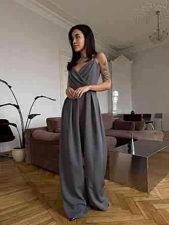 Стильний жіночий елегантний комбінезон костюмка преміум'якості Графіт, 44 Одеса