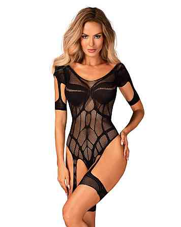 (SALE) Нейлоновий бодістокінг з імітацією гартер Obsessive Bodystocking G334 S/M/L, black, з доступом Sex Aura Київ