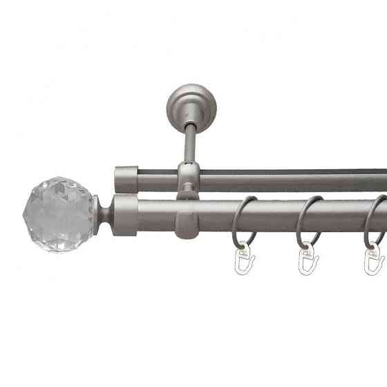 Карниз Orvit Люміера металевий дворядний опозитний гладка \ профільна труба кільце металеве Сатин 25\19 мм 300 см (6452737) Львів