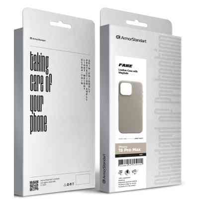 Чохол до мобільного телефона Armorstandart FAKE Leather Case Apple iPhone 15 Pro Max Grey (ARM76307) Вінниця