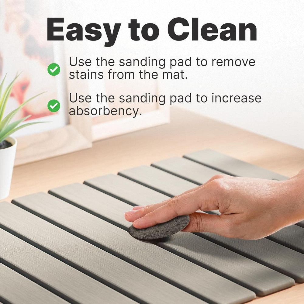 Коврик для ванной диатомитовый быстросохнущий каменный для душа из диатомита нескользящий 60x40см светло-серый Киев - изображение 5