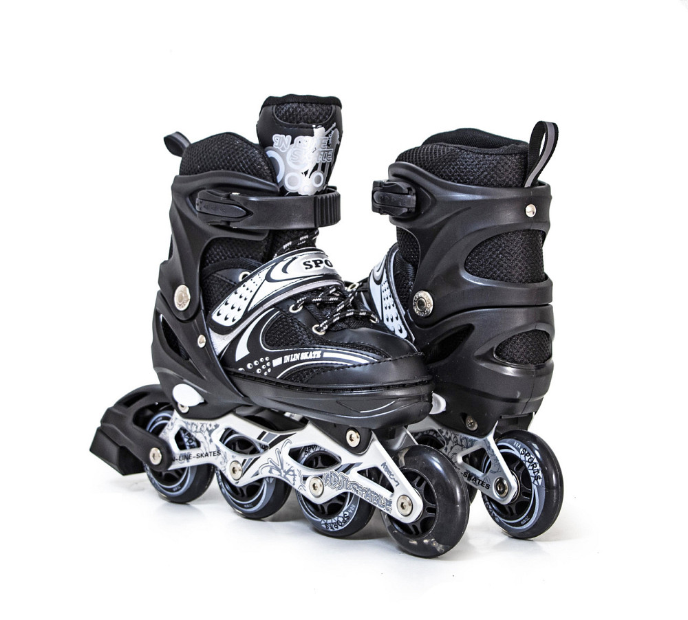 Ролики + наколенники + налокотники + защита на ладони Happy Черные, размер 34-38 Одесса - изображение 2