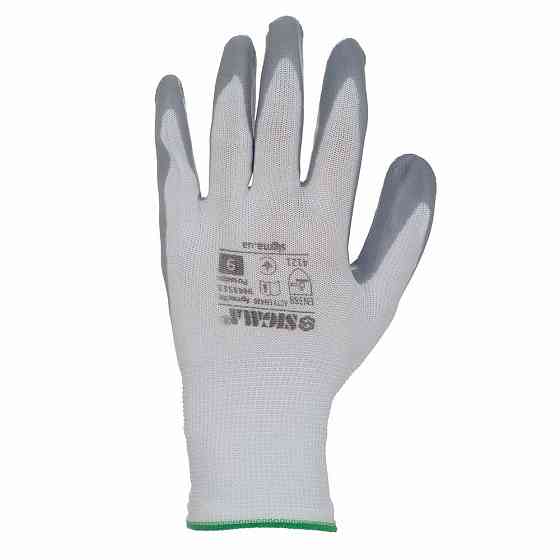 Трикотажные перчатки с частичным нитриловым покрытием р9 (серые, манжет) SIGMA (9443511) Ровно