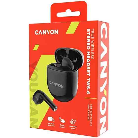 Bluetooth-гарнітура Canyon TWS-6 Black (CNS-TWS6B) ( 13752 ) Харків