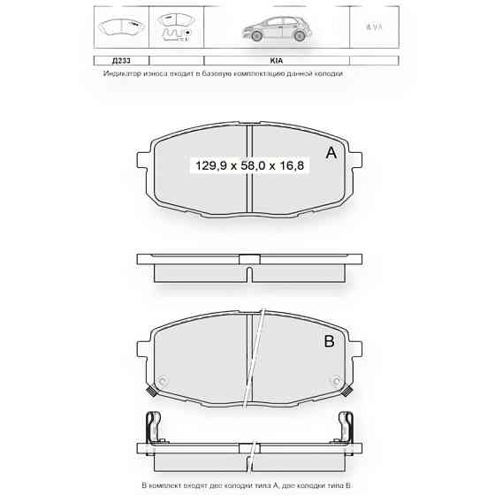 Колодки гальмівні автомобіль Кіа Ceed (2006-), Carens II (2002-), Cerato II, Hundai i30 (2007-) передні Мукачево