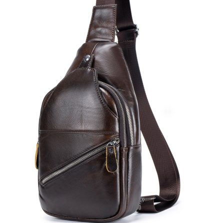 Сумка-слинг мужская кожаная коричневая Tiding Bag - MK03983 Киев - изображение 5