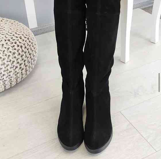 Nivelle Ботфорти жіночі NIVELLE чорні натуральна замша зима євро-хутро висота 53см обхват гоміл Коломыя