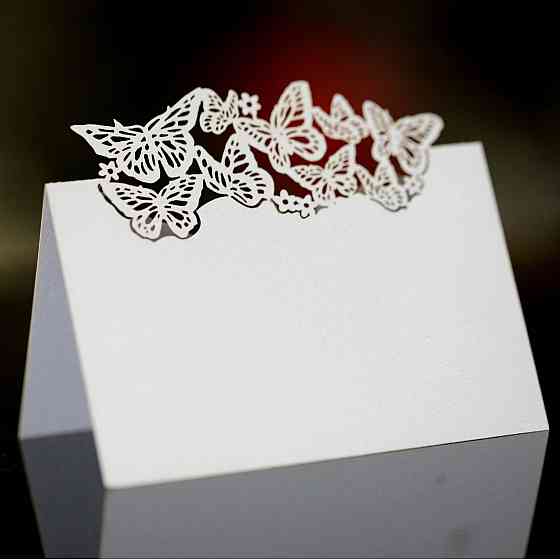 Посадочні картки з метеликами фігурні 10 штук 90 на 45 мм білий Київ