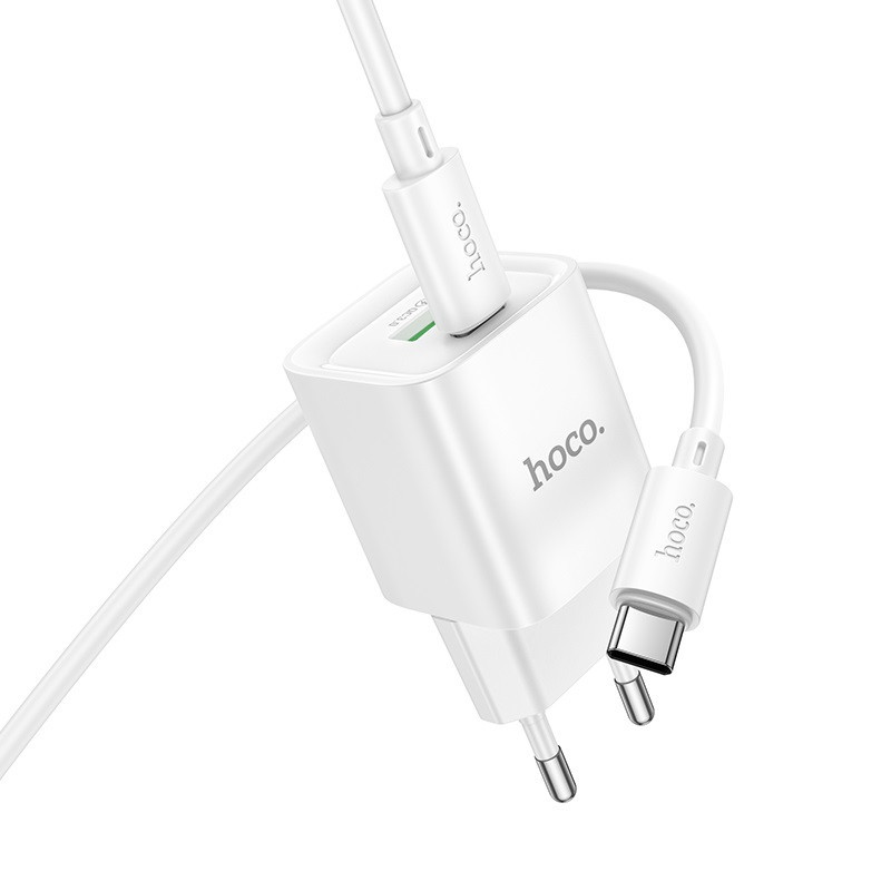 Мережевий зарядний пристрій з кабелем HOCO C147A Charm PD20W+QC3.0 charger set (C to C)(EU) White Київ - фото 4