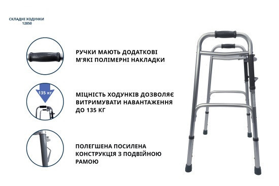 Ходунки складані з двома кнопками, алюмінієві Doctor Life 12850 Дніпро - фото 6
