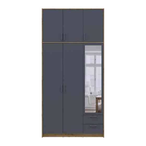 Шафа для одягу Doros Ронді з високою антресоллю і дзеркалом Дуб Артизан/Графіт 3 ДСП 121х52х260 (DRS-011875) Львів