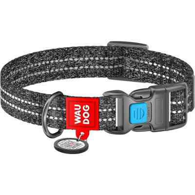 Ошейник для животных WAUDOG Re-cotton с QR паспортом светоотражающий Ш 20 мм Д 28-40 см серый (028811) Винница