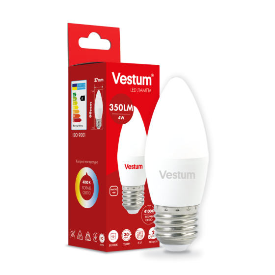 Світлодіодна лампа Vestum C37 4W 4100K 220V E27 1-VS-1305 Дніпро