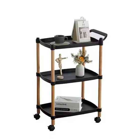 Тележка для кухни и комнаты поднос передвижной на колесах,передвижной с ручкой на колесах на 3 яруса,этажерка Каменец-Подольский