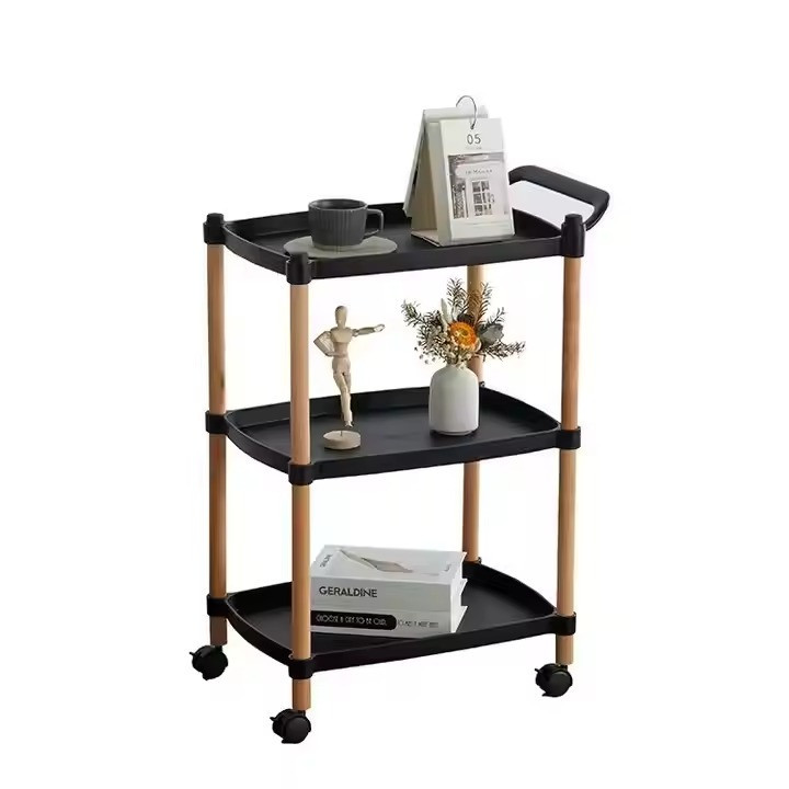 Візок для кухні та кімнати таця пересувна на колесах, пересувна з ручкою на колесах на 3 яруси, етажерка універсальна побутова кол Кам'янець-Подільський - фото 2