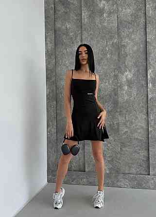 Жіноча спортивна мінісукня — комбінезон на бретелях мікродайвінг + чашки Чорний, 46/48 Одеса