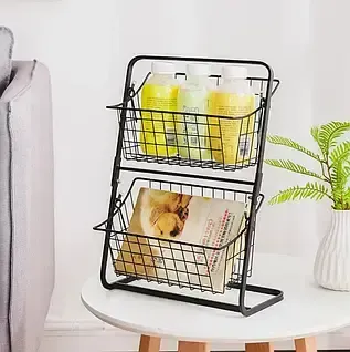 Универсальный кухонный металлический органайзер, двусторонняя полка для овощей, фруктов, приправ (39x28x18см) Коломия