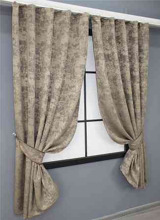 Комплект коротких штор VR-Textil Жаккард Sultan YL № 1208ш Бжево-серый 130х170 см 2 шт (35-0009) Киев