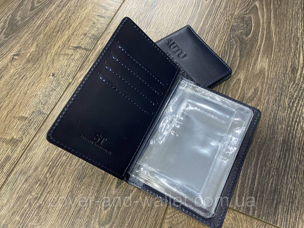 Обкладинка для авто документів з натуральної шкіри чорного кольору ST Leather Київ - фото 2