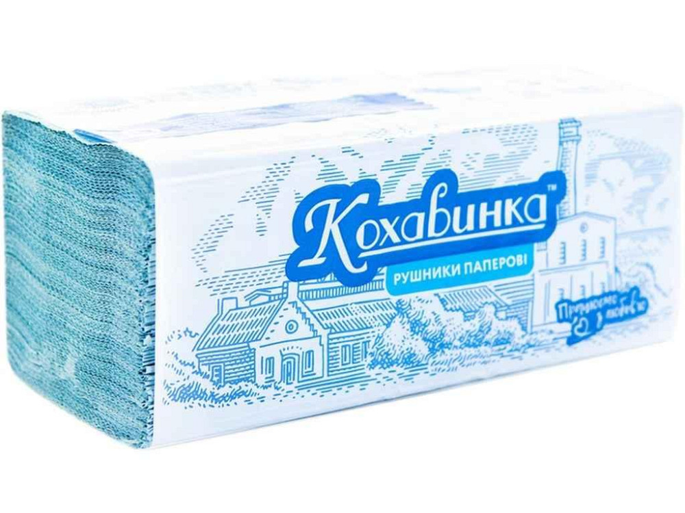 Рушник паперовий 200шт V-типу 23*25 Синій ТМ КОХАВИНКА Київ - фото 1