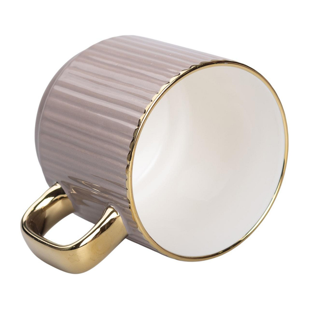 Чашка порцелянова із золотим обідком і золотою ручкою 300 (мл) Кремова RX-N231129CR Київ - фото 3