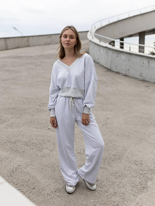 Женский базовый прогулочный костюм двойка: кофта и штаны турецкая трехнить пенье Меланж Одесса - изображение 3