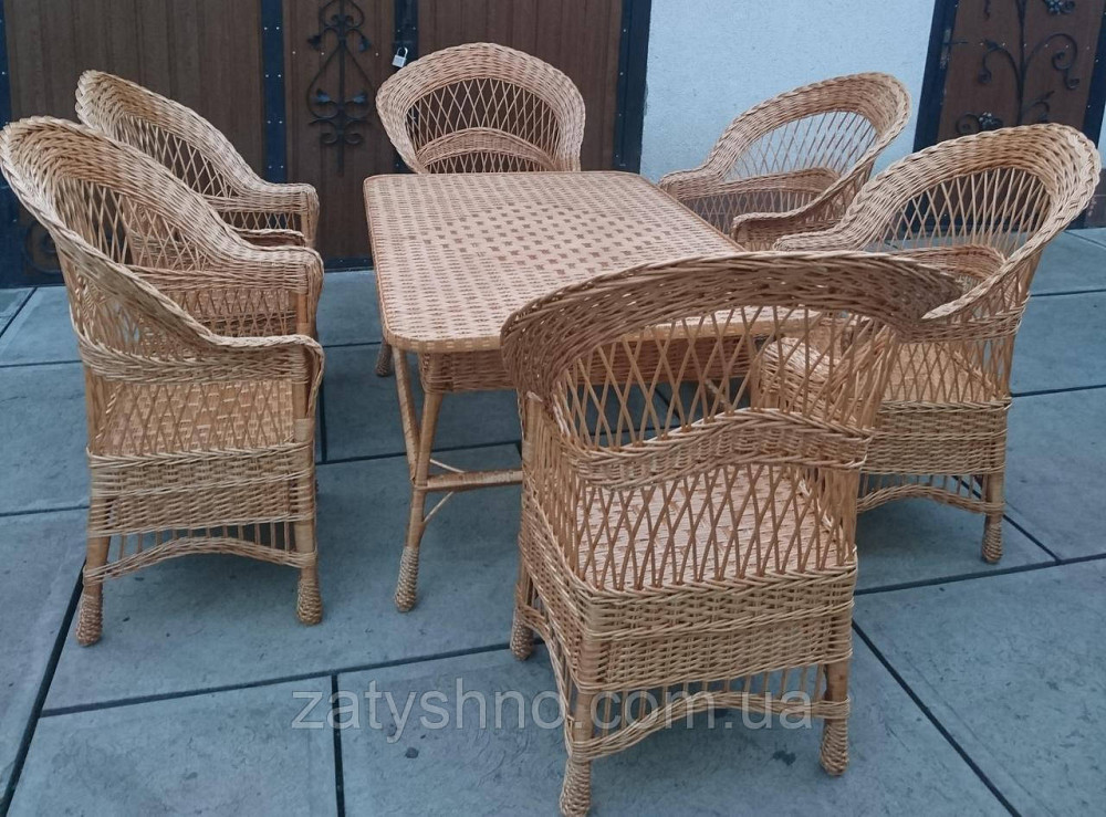 Мебель плетеная на шестерых с большим   столом из лозы Киев - изображение 3