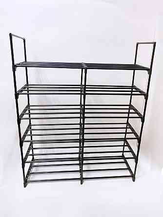 Модульна поличка для взуття, чорний органайзер на 6 поличок для прихожої 86x106x28 см Чорна Кам'янець-Подільський