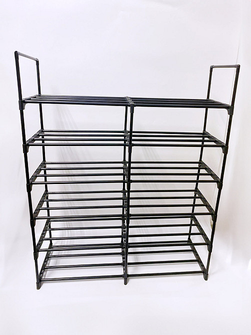 Модульна поличка для взуття, чорний органайзер на 6 поличок для прихожої 86x106x28 см Чорна Кам'янець-Подільський - фото 5