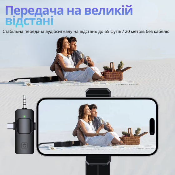 Микрофоны беспроводные петличные с шумоподавлением ONELEADER F11-2,подключение разъём 3в1 Type C, 3.5mm Headphone,Lightning Кам'янець-Подільський
